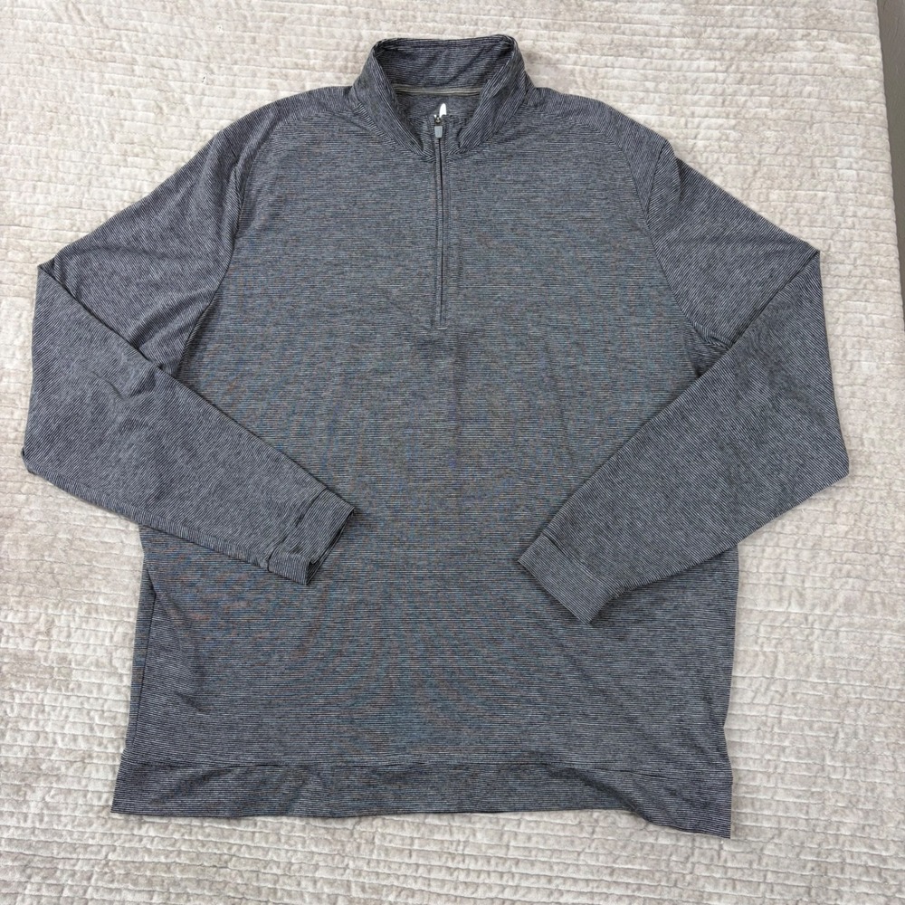Johnnie-O XL Gray Striped Quarter Zip Pullover Golf Performance Shirt Stretch‎
